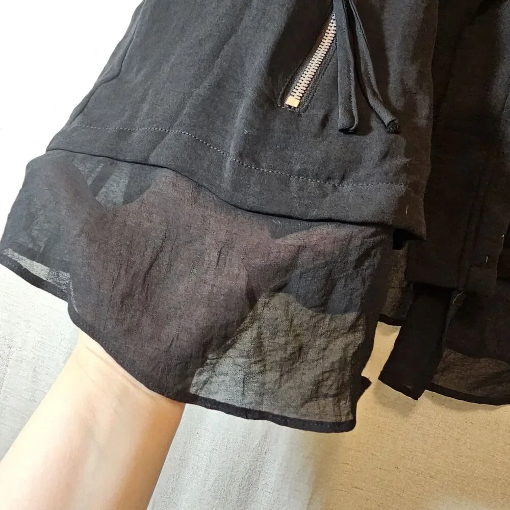 Chico's Black Layered Vest Open Front Exposed Zipper 2 = LARGE - Picture 5 of 9